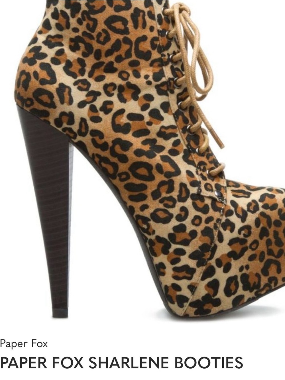 Paper Fox Leopard Print Lace-Up Platform Booties - Tan/Black